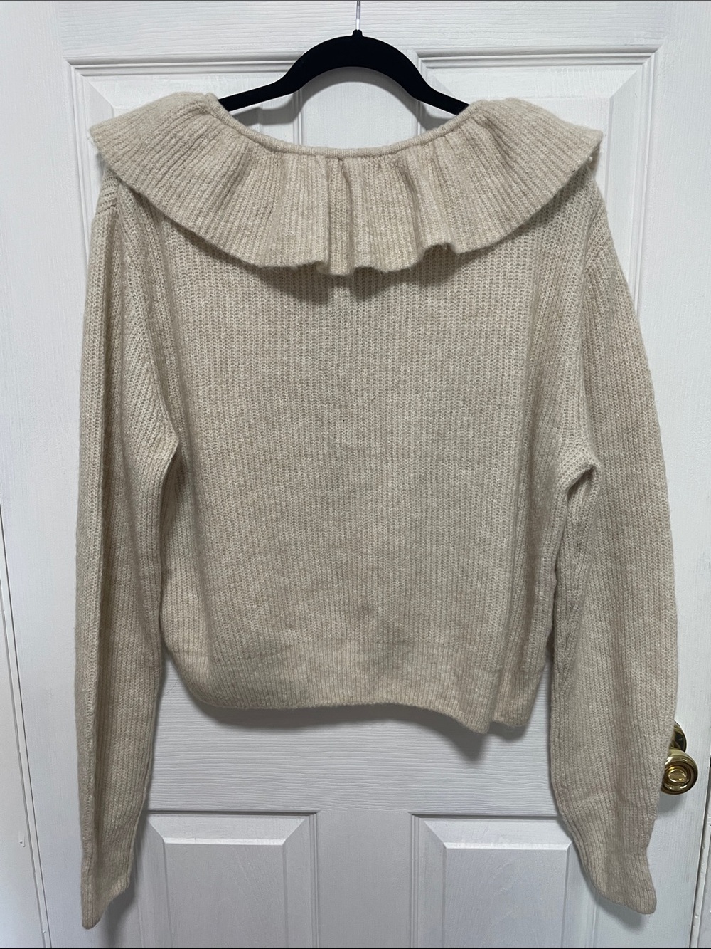 H&M Cream Ruffle-Trim Button Cardigan - Picture 2 of 3
